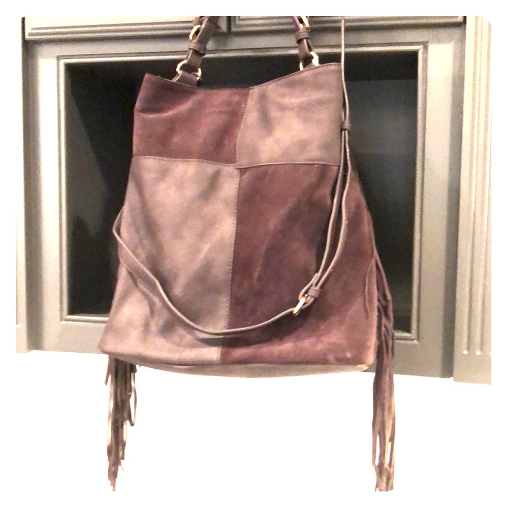 Large gray leather/suede bag